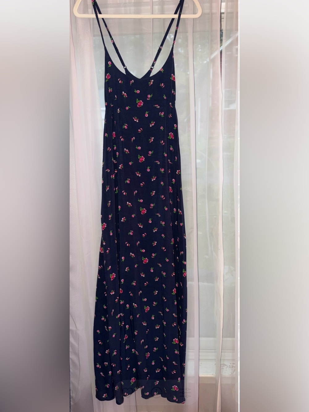 Abercrombie Fitch Navy Floral Maxi Dress - Women's Long A-Line Dress